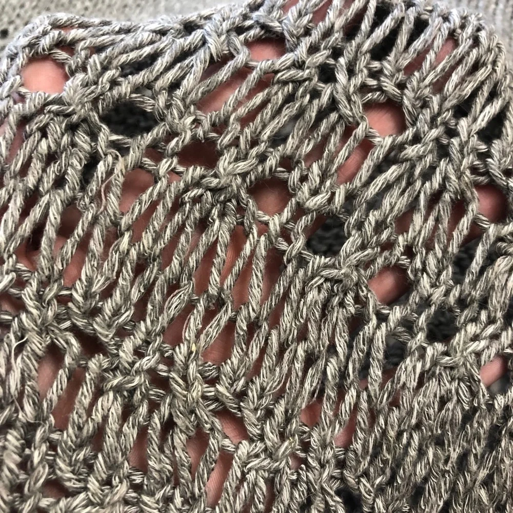 Vince Drop Stitch Crop Sweater Hand Knit Cotton Blend